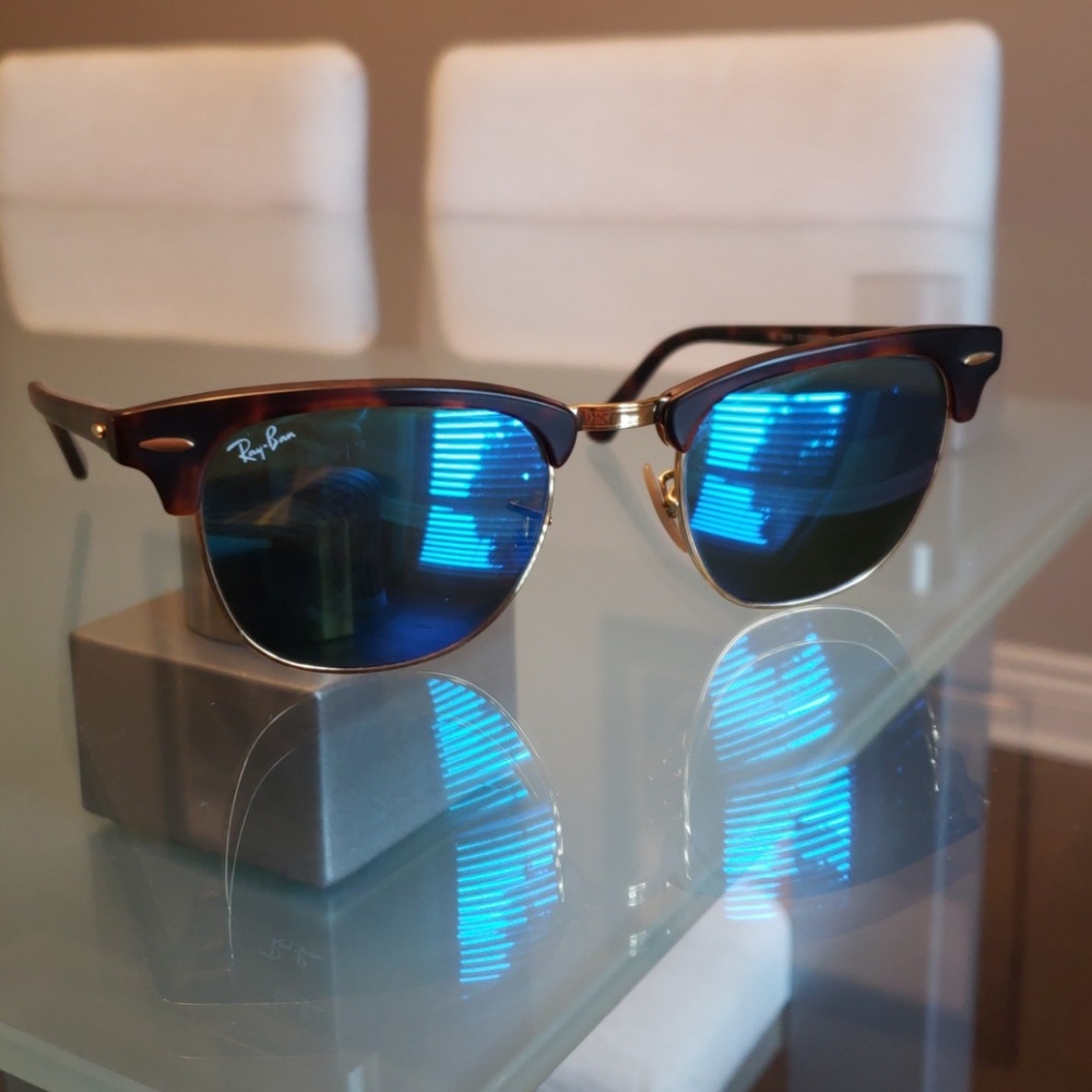RAY BAN CLUBMASTER CLASSIC BLUE FLASH SUNGLASSES